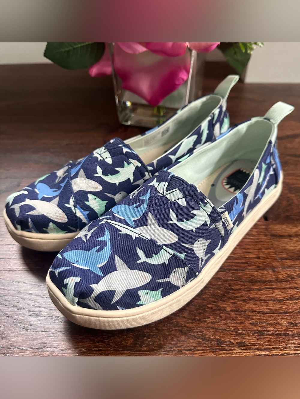 Toms Alpargata shark shoes, size 2.5Y